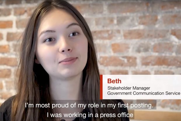 Image of Beth from a Fast Stream promotional video