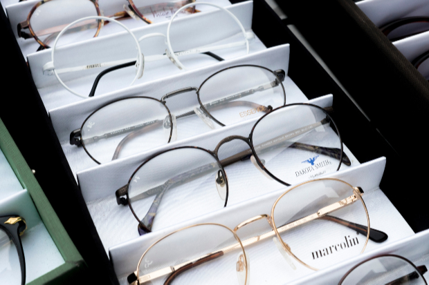 Rows of glasses.